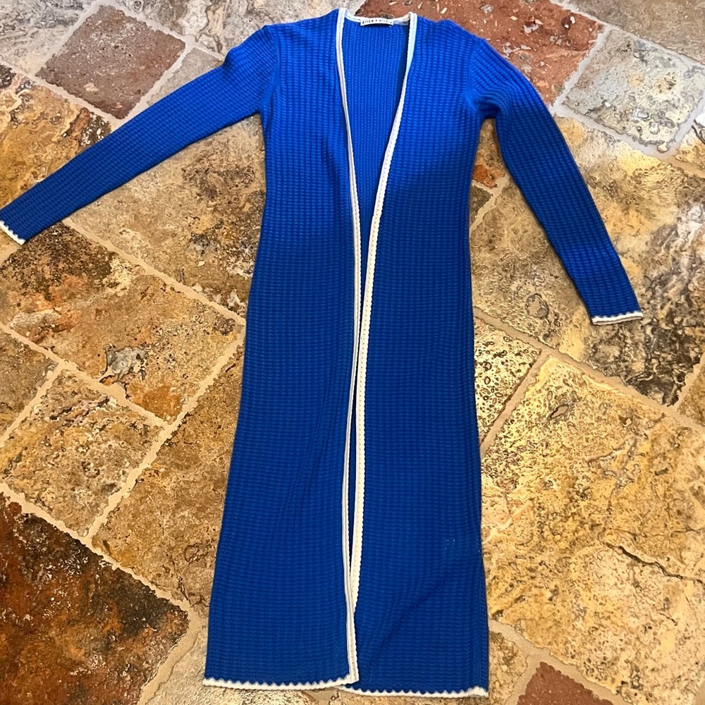 Alice + Olivia Blue Long Cardigan